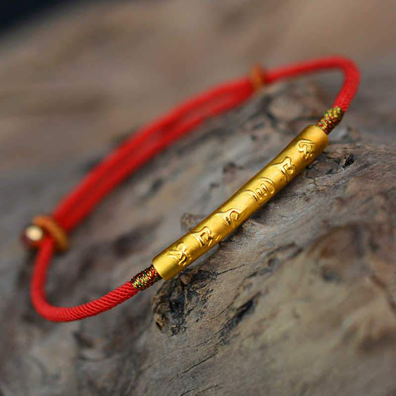 Ancient Tibetan Energy Protection Tibetan Buddhist Handmade Mani Mantra Lucky Red String Bracelet Bracelet  