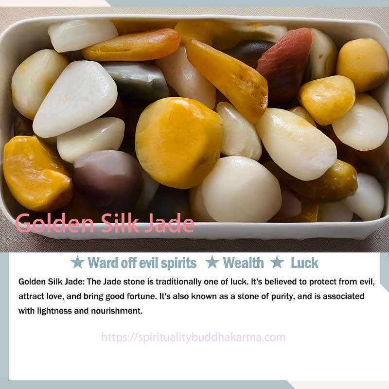 Spirituality Buddha Karma Natural Ink Color Golden Silk Jade Wealth Bracelet Bangle Bracelet Bangle  