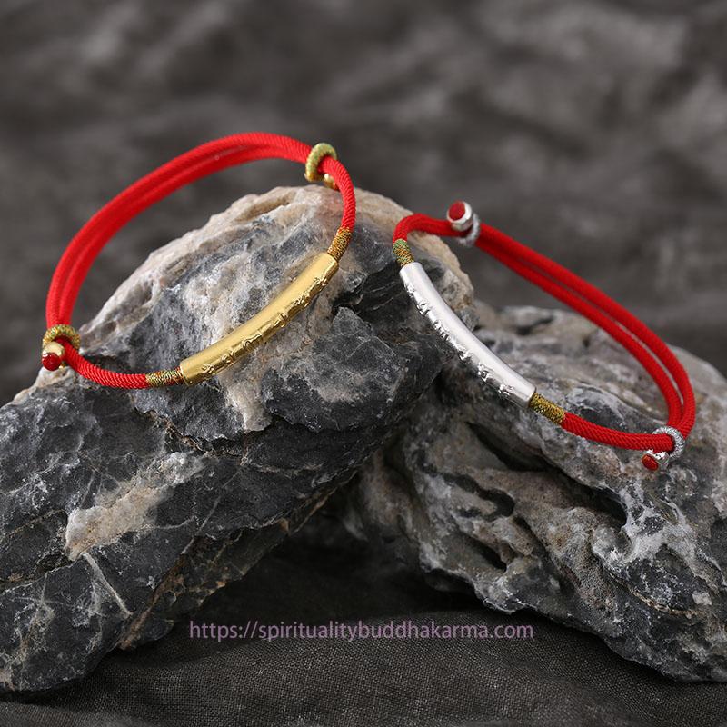 Ancient Tibetan Energy Protection Tibetan Buddhist Handmade Mani Mantra Lucky Red String Bracelet Bracelet Free Shipping