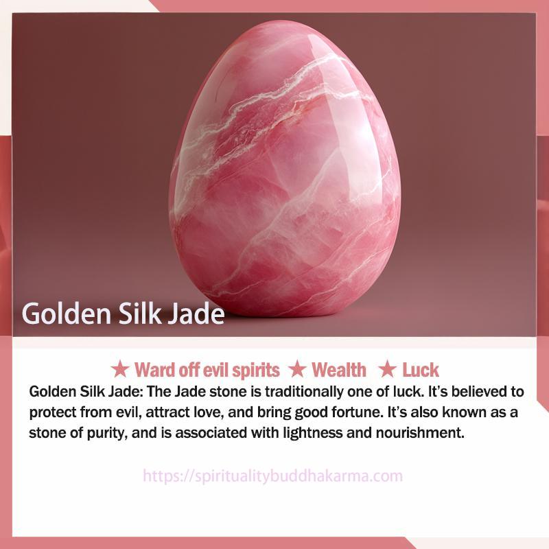 Spirituality Buddha Karma Pink Golden Silk Jade Wealth Bracelet Bangle Bracelet & Bangle